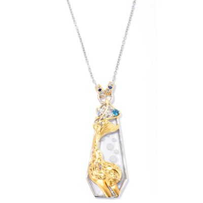 SS/PALL NECK SPECIAL-CUT ROCK CRYSTAL QUARTZ SCULPTED MERMAID - 20"
