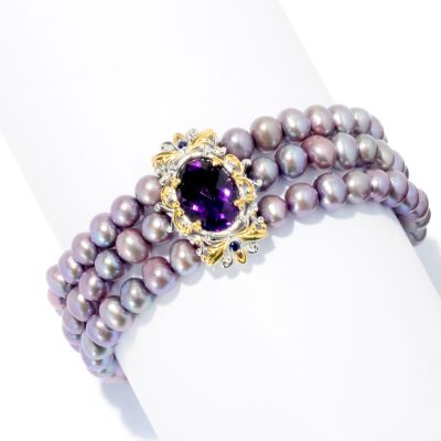 SS/PALL BRAC TRIPLE ROW VIOLET PEARL