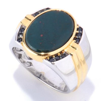 127-939 - Men's en Vogue II 16 x 12mm Bloodstone & Black Spinel Ring