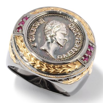 MEN'S - SS/PALL RING COIN & RUBY