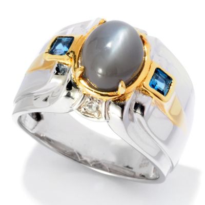 127-945 - Men's en Vogue II 10 x 8mm Moonstone, Topaz & White Sapphire Ring