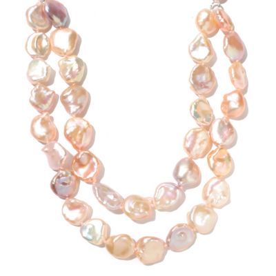 SS 24" 13-16mm PINK KESHI FWP NESTED NECKLACE
