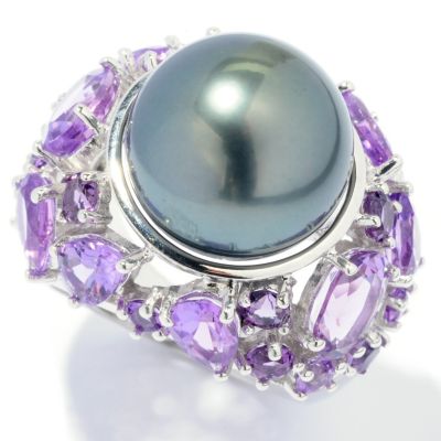 SS 13-13.5mm TAHITIAN PEARL & AMY RING