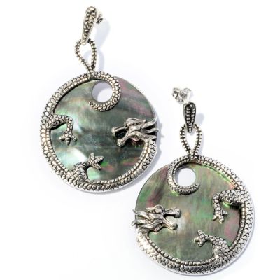 SS BLACK MOP DRAGON EARRINGS