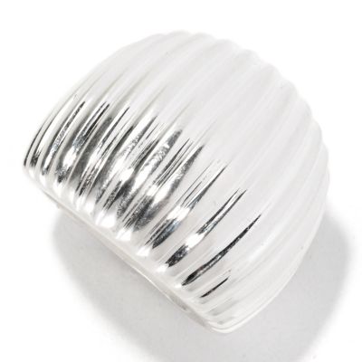 SS RIBBED FANCY RING