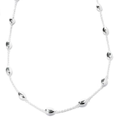 SHINY ROLO W/ SHINY OVAL NUGGETS STATION NECKLACE