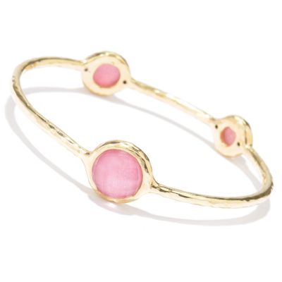 14K ORO VITA ELECTROFORM 3-STONE BANGLE