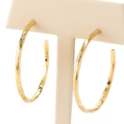 14K ORO VITA ELECTROFORM CESELLO HOOP EARRINGS