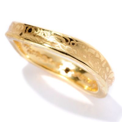 128-005 - Italian Designs with Stefano 14K ''Oro Vita'' Electroform Mini Wave Ring 
