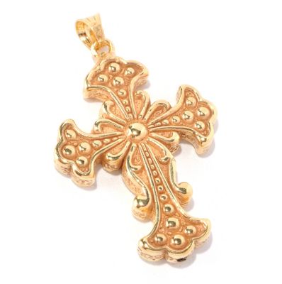 128-008 - Italian Designs with Stefano 14K ''Oro Vita'' Electroform Cross Pendant 