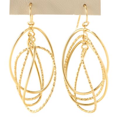 14K ORO BREEZE DANGLE CIRCLES EARRINGS