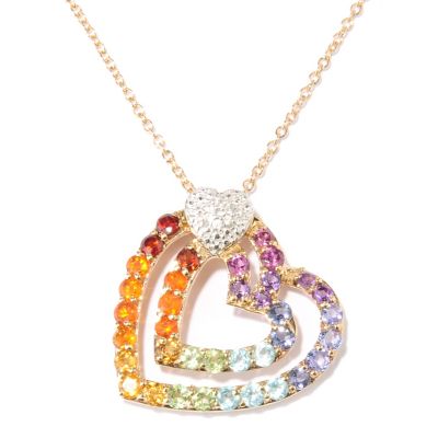 128-016 - NYC II 1.88ctw Multi Gemstone Rainbow Heart Pendant w/ Chain 