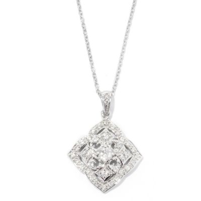 128-017 - NYC II White Zircon Diamond Shaped Cross Pendant w/ 18" Chain 