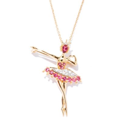 128-018 - NYC II Pink Tourmaline & White Zircon Ballerina Pendant / Pin w/ Chain