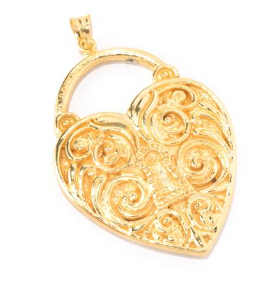 14K ORO VITA ELECTROFORM HEART LOCK PENDANT