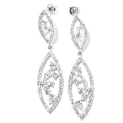 BRIL SS/PLAT MULTI-CUT MARQUISE SHAPE DROP EARRINGS
