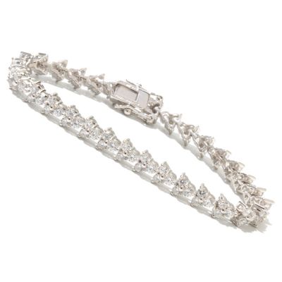 BRIL SS/PLAT ROUND CUT FLOWER LINE BRACELET
