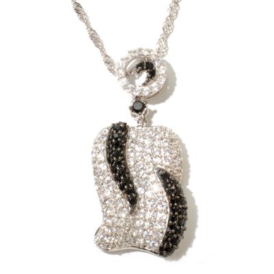 SS BLACK SPINEL AND WHITE TOPAZ PENDANT