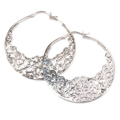 SS FLORAL HOOP EARRINGS