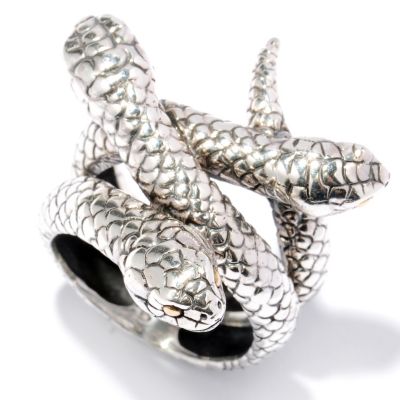 SS/18K SNAKE HEAD RING