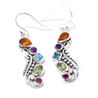 SS MULTI GEM DROP EARRINGS