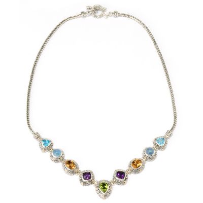 SS MULTI GEM LINK NECKLACE