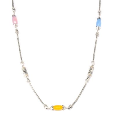 SS 30" MULTI COLORED CHALCEDONY NECKLACE