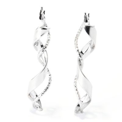 SS/P EAR POLISHED & DIAMOND-CUT TWISED SPIRAL DROP