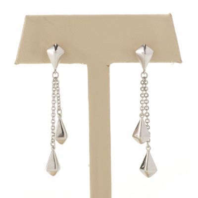 128-113 - Palatino&trade; Platinum Embraced&trade; Double Chain Geometric Prism Dangle Earrings 
