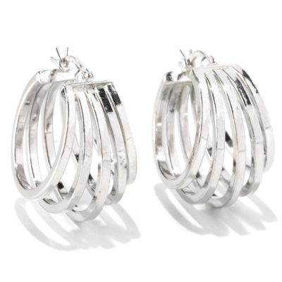 128-114 - Palatino&trade; Platinum Embraced&trade; Polished Five-Panel Hoop Earrings 