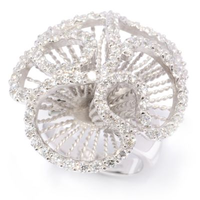 SB SS/CHOICE ROUND CUT ABSTRACT FLOWER RING