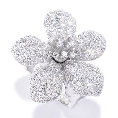 SB SS/PLAT PAVE FLOWER RING