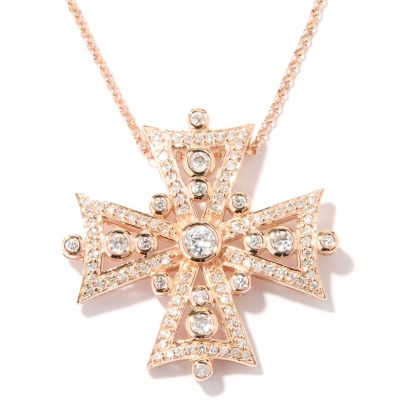 SB SS/CHOICE PAVE AND BEZEL SET CROSS PENDANT W/ 18" CHAIN