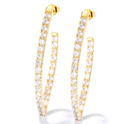 128-130 - Sonia Bitton for Brilliante&reg; 2.80 DEW Round Cut Marquise Shaped Hoop Earrings