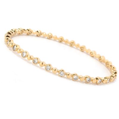 SB SS/CHOICE BEZEL SET ROUNDS SLIP ON BANGLE BRACELET