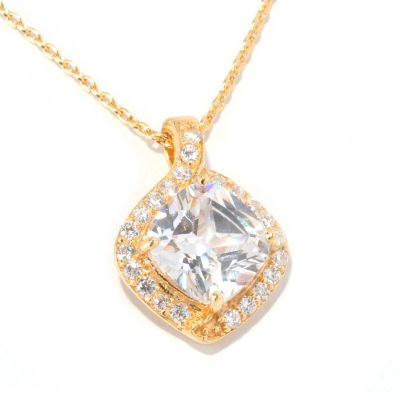 BRIL SS/CHOICE ASSCHER HALO PENDANT W/ 18" CHAIN