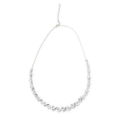 128-139 - Brilliante&reg; 18'' Platinum Embraced&trade; 20.73 DEW Round Simulated Diamond Graduated Necklace 
