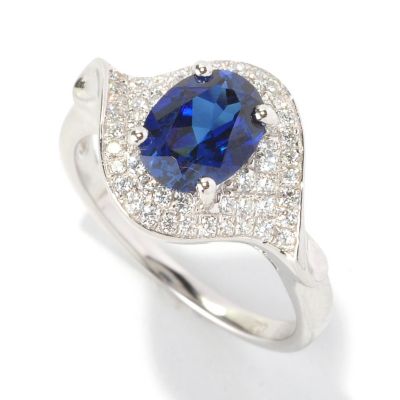 128-141 - Brilliante&reg; Platinum Embraced&trade; 1.71 DEW Brilliant Cut Blue & White Simulated Diamond Ring