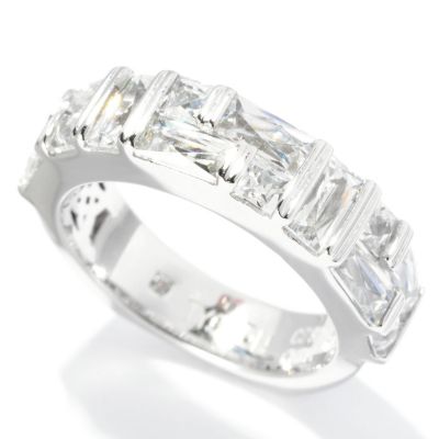 TYCO SS/PLAT RECTANGLE AND SQUARE CUT TENSION SET PUZZLE BAND RING