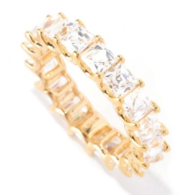 128-151 - TYCOON 4.44 DEW Polished Square Tycoon Cut Simulated Diamond Eternity Band Ring 