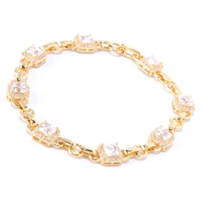 TYCO SS/CHOICE SQUARE CUT HALO LINK BRACELET