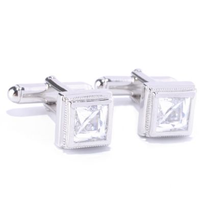 TYCO SS/PLAT SQUARE CUT CUFF LINKS