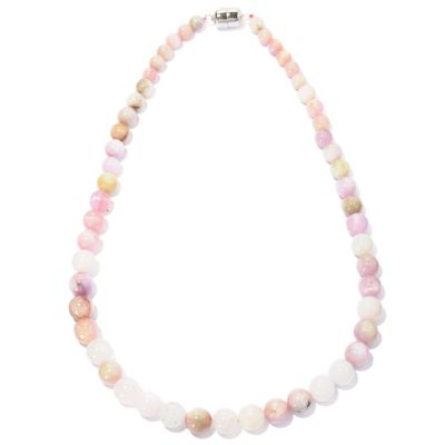 128-173 - Gem Treasures Sterling Silver Kunzite Bead Necklace w/ Magnetic Clasp