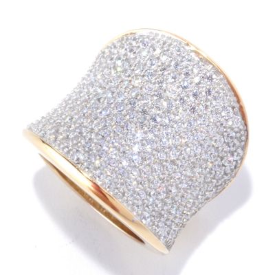SB SS/18K YGP PAVE BOLD CONCAVE RING