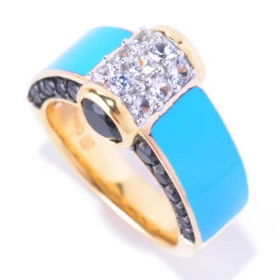 SS/18KV RING WHITE SAPH, GEM & ENAMEL