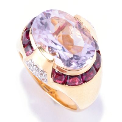 128-189 - Omar Torres 6.71ctw Amethyst, Brazilian Garnet & White Sapphire Ring 