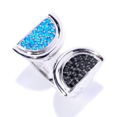 SS/P RING NEON APATITE & BLACK SPINEL