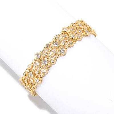 SB SS/CHOICE ROUND CUT BEZEL SET Four ROW LINK BRACELET