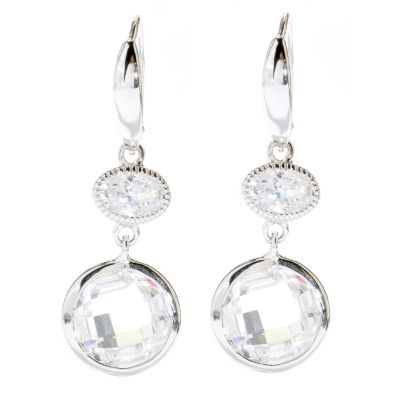 128-202 - Brilliante&reg; Platinum Embraced&trade; 1.25'' 6.36 DEW Oval & Round Simulated Diamond Drop Earrings