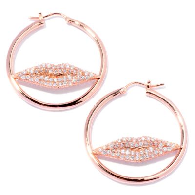 SB SS/CHOICE PAVE LIPS HOOP EARRINGS